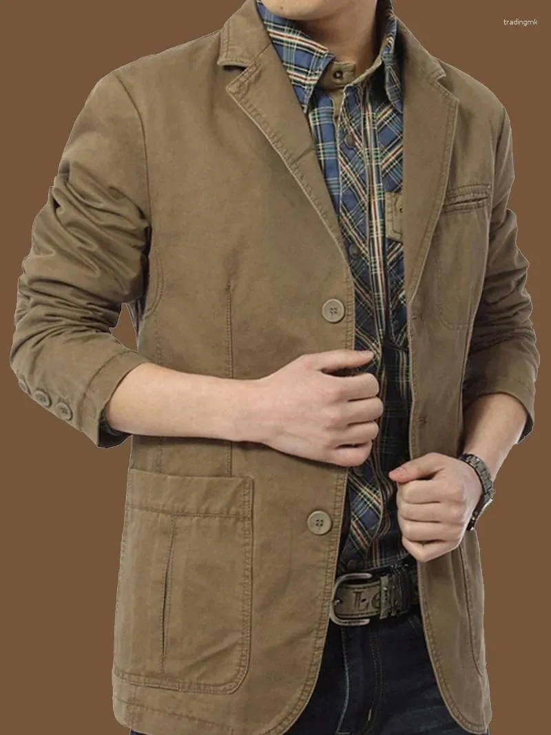 Costumes pour hommes 2024 automne hiver vestes hommes couleur unie veste en jean coupe ajustée manteau décontracté mode haut militaire pour X38