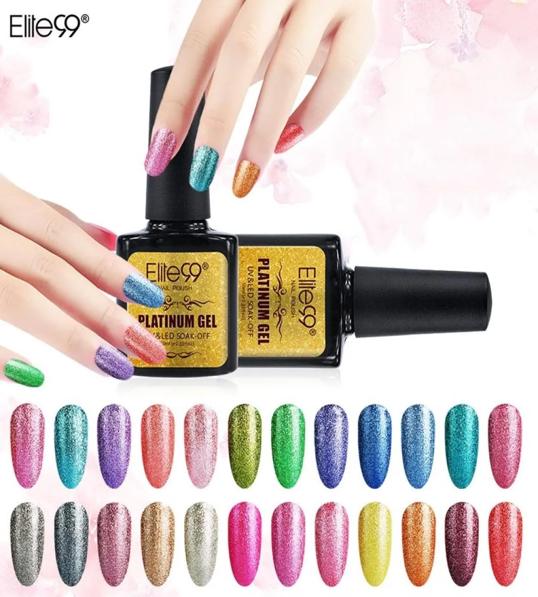 Elite99 Platynowe malarstwo hybrydowe lakiery żelowe Zestaw lakieru do paznokci Glitter Pillits Art Poly Uv Gellak Top Podstawowy podkład dla manicure5493304