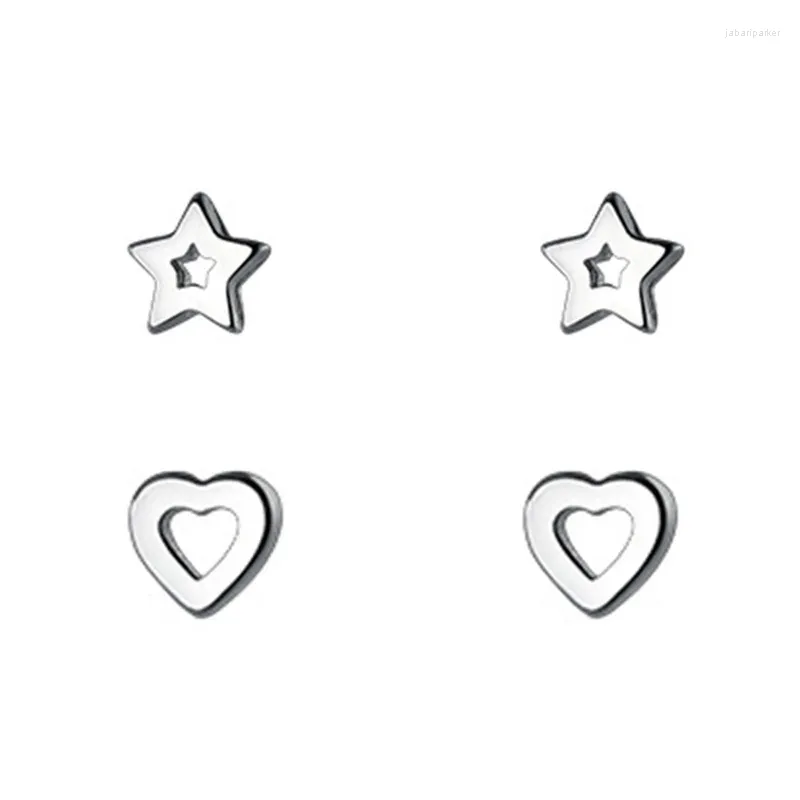 Boucles d'oreilles à tige en argent sterling 925, petit cœur creux, étoile, Triangle géométrique, cadeaux délicats pour femmes et filles