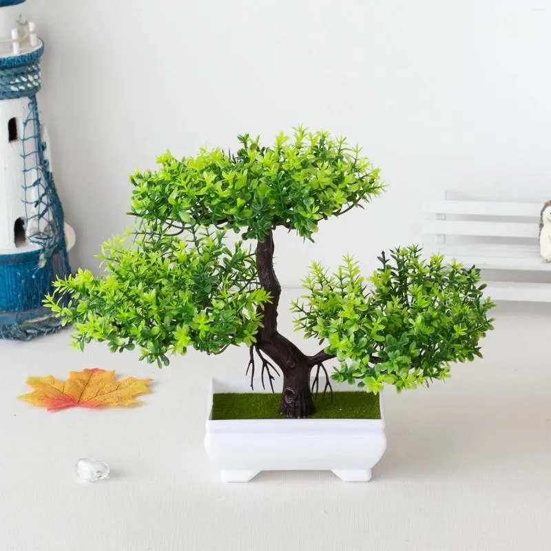 Decorative Flowers Artificial Bonsai Tree Plastic Fake Plant Decoration Potted Flower For Living Room Garden El DecorationDesktop Display