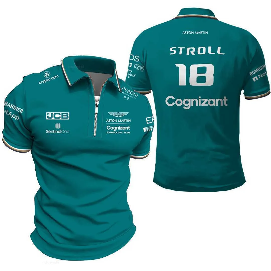 Polos Masculinos Moda Aston Martin 2024 F1 Team Camisetas Espanhol Racing Driver Fernando Alonso 14 e STROLL 18 Camisas Polo Oversized