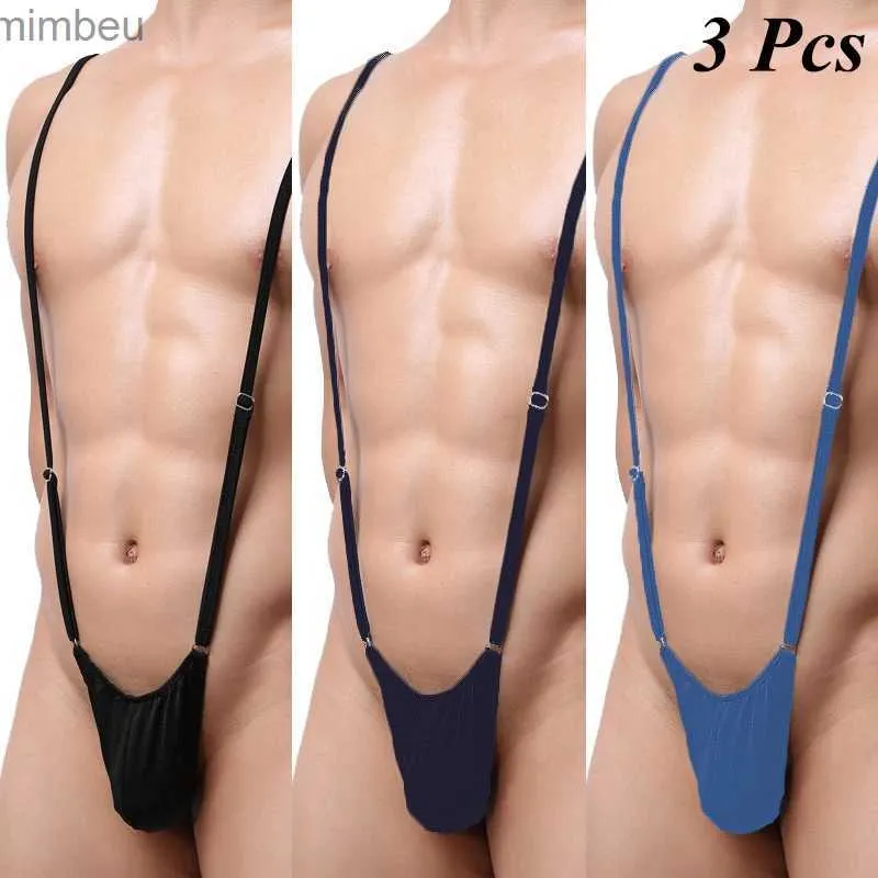 Sexy set sexy set 3pcs slim-menmode mannen sexy bodysuit g string verstelbaar ondergoed diep v-vormig slipje erotische lingerie t back u convex string c240410