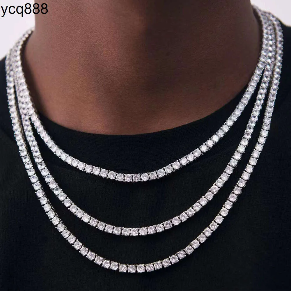 Hiphop Iced Out Cubic Tennis Chain Women Men 18k Gold Plated Stainless Steel Diamond Tennis Necklace Chain