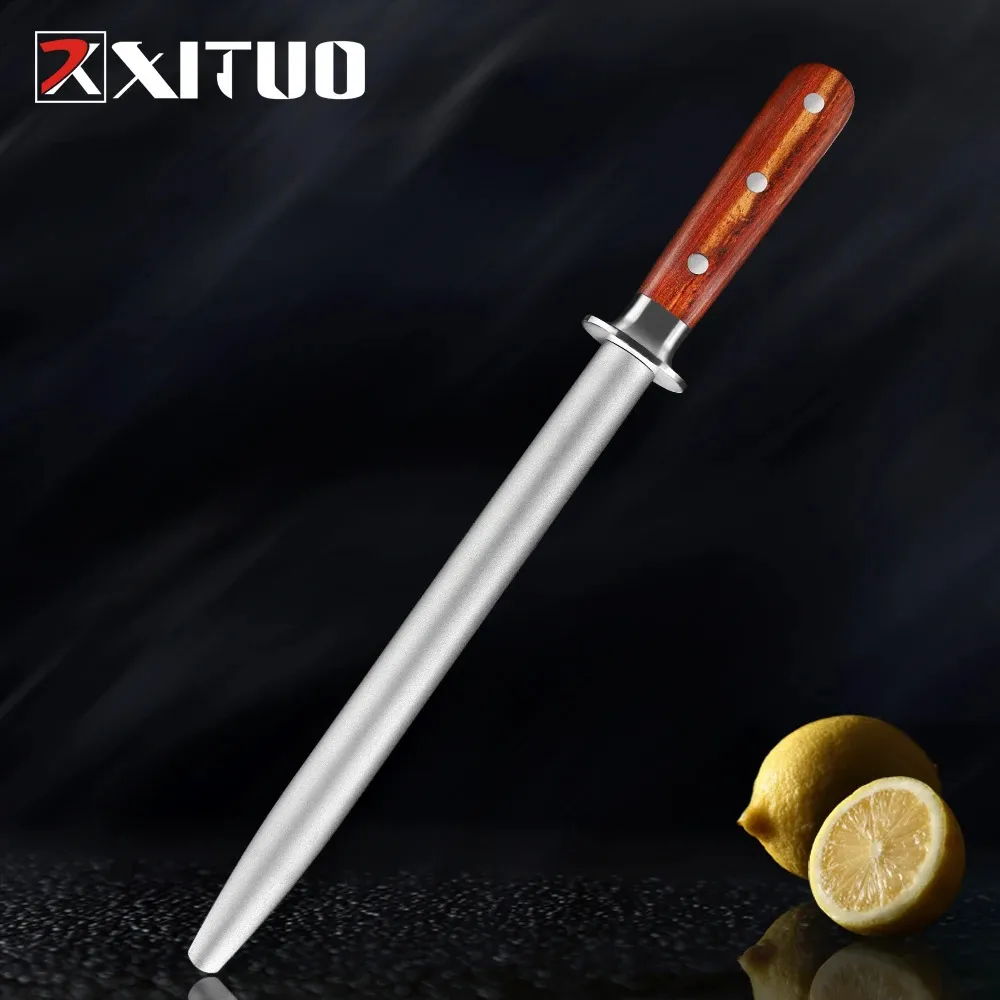XITUO Professional Alloy Steel Round Shank Sharpening Rod Kitchen Knife Sharpener Shears Scissors Stone System 240122