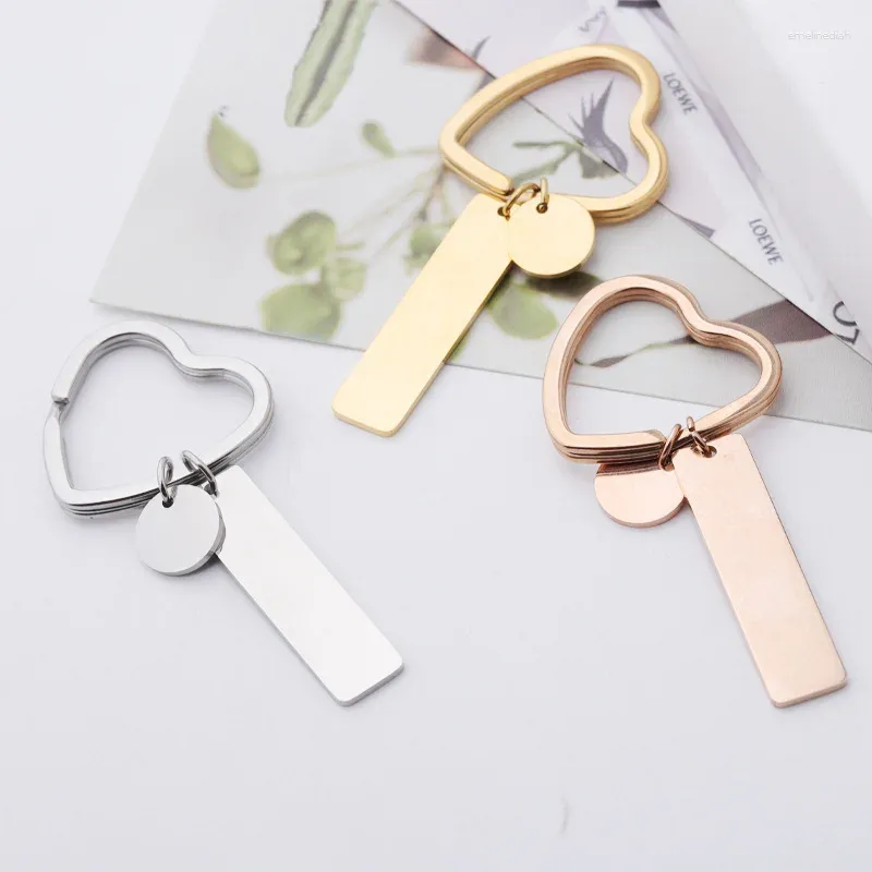 Keychains 2024 Stainless Steel Heart Shape Bar Anti-loss Custom Lettering Male And Female Car Key Ring Pendant