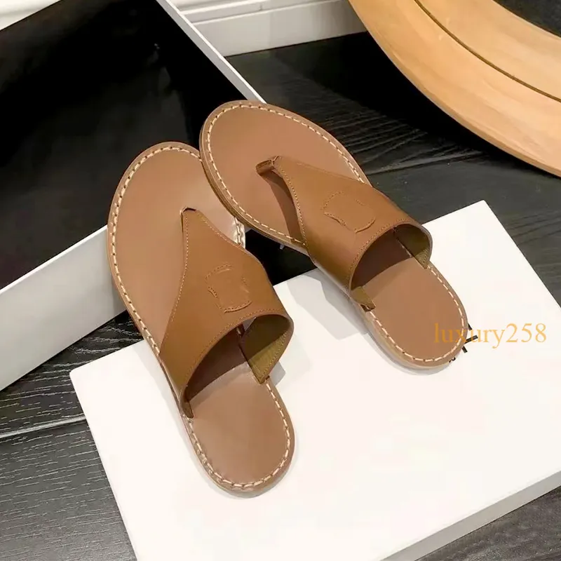 Paris flat slippers embossed genuine leather insole sandals open toes shoes classics luxury designer for women holiday casual flip flops slide