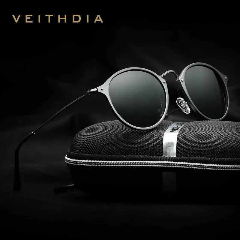 Okulary przeciwsłoneczne Veithdia Mężczyźni przeciwsłoneczne Modne okrągłe okulary słoneczne Słońce Spolaryzowane lustro sportowe
