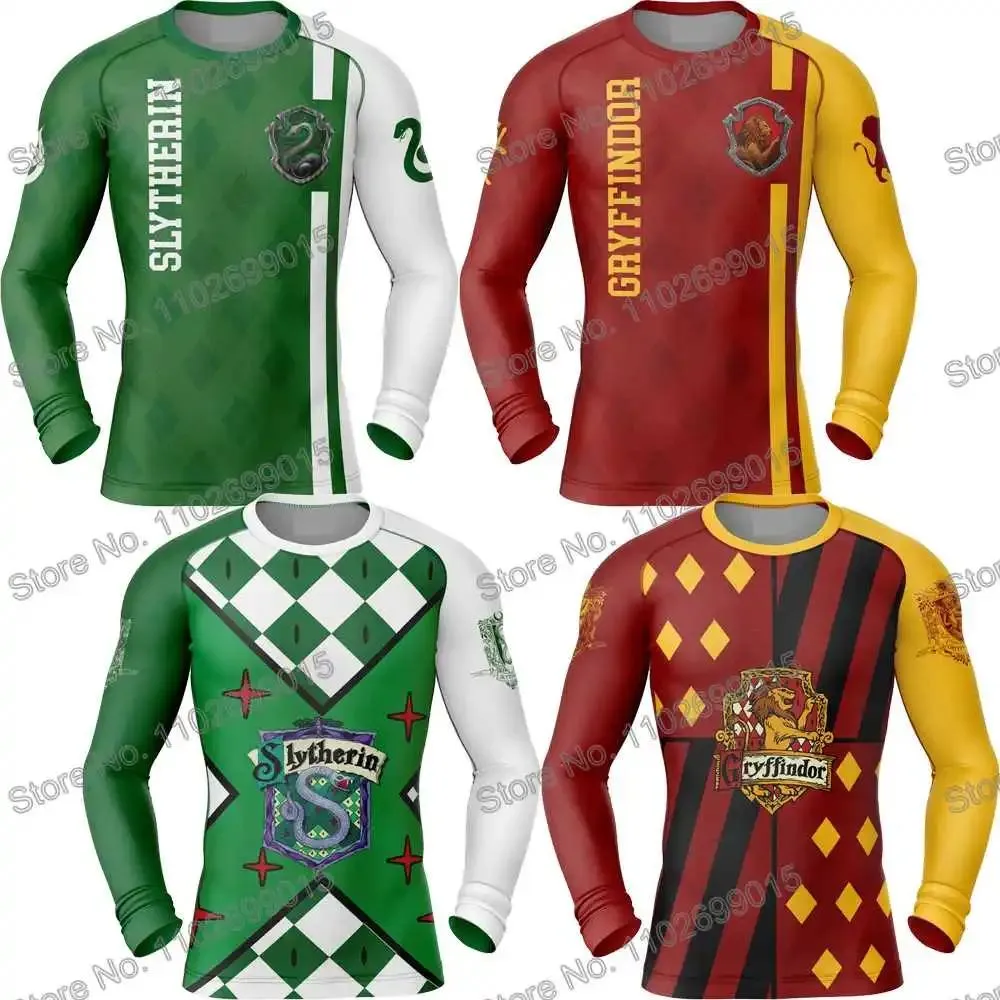 Bär Harries Gryffindor Slytherin Diving Shirt Tight Long Sleeve Rash Guard Badkläder Män UV -skydd Surfkläder Beach Floatsuit