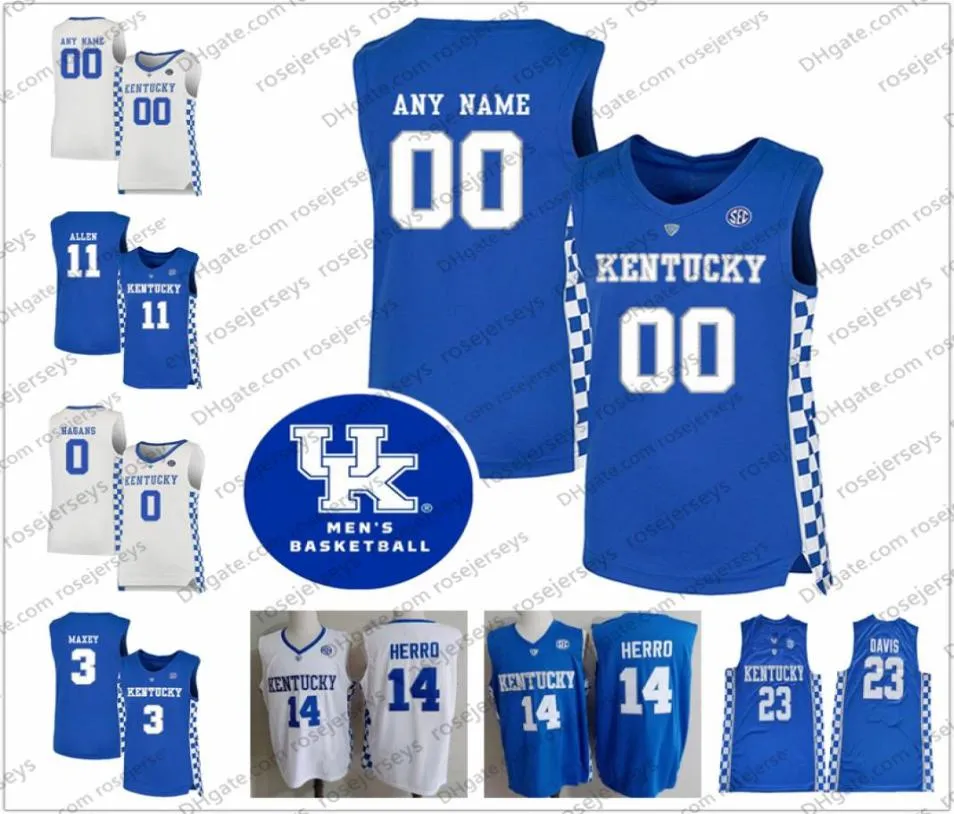 Custom Kentucky Wildcats 2020 Basketball Tyler Herro 0 Ashton Hagans Allen Whitney Maxey Richards Quickley Juzang Brooks Montgomer4804669