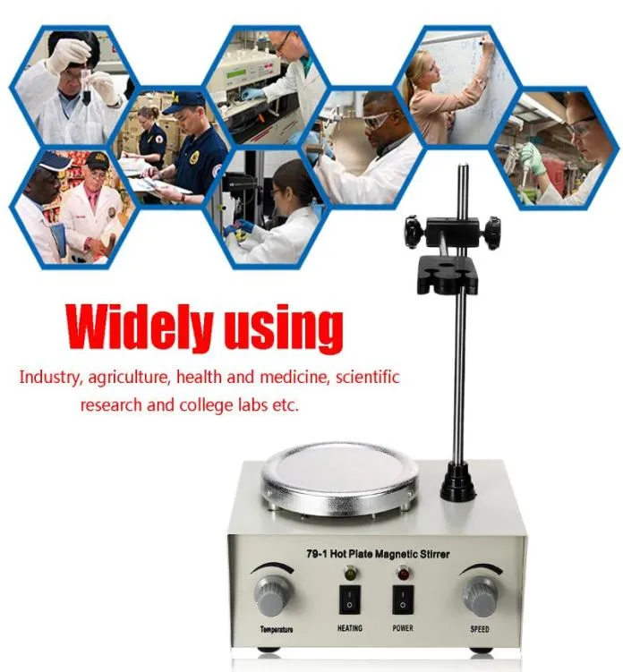 USAUEU 791 110220V 250W 1000 ml Plate Magnetic Stirrer Lab Heating Dual Control Mixer No NoiseVibration Fuses Protection3691704