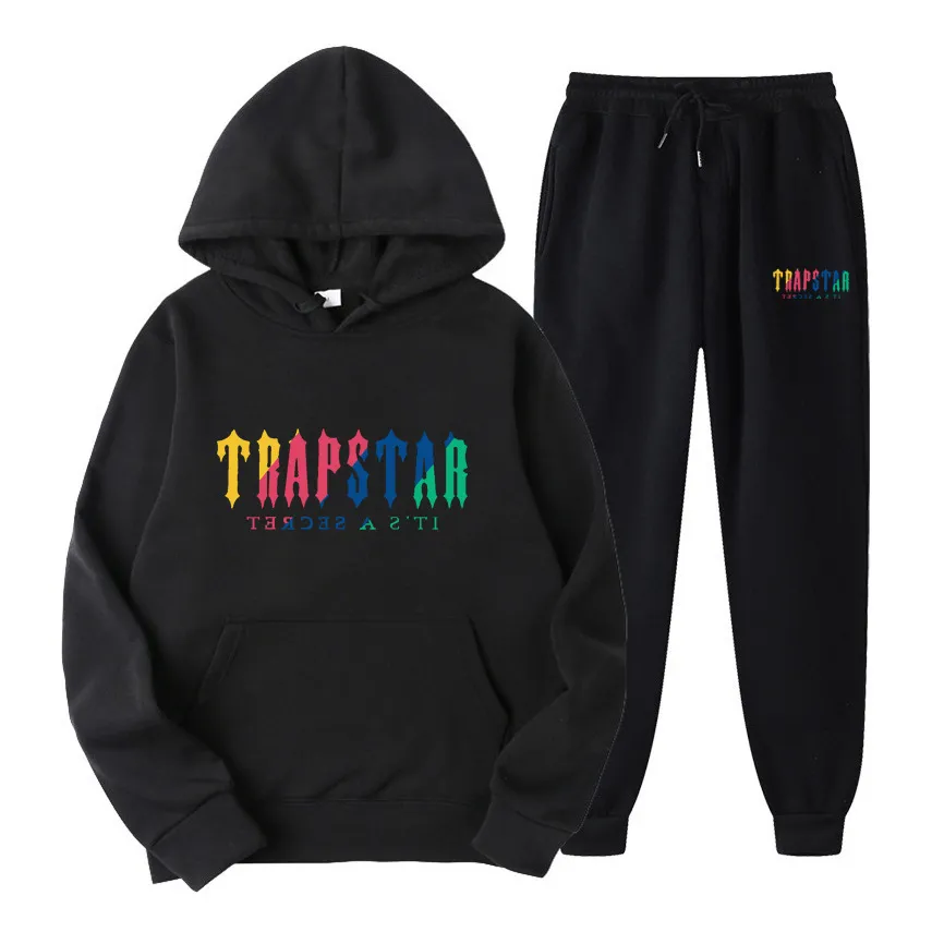 Survêtement de mode pour hommes / femmes de la marque Trapstar imprimé Sportswear hommes 50 couleurs chaud deux pièces ensemble sweat à capuche ample pantalon de jogging