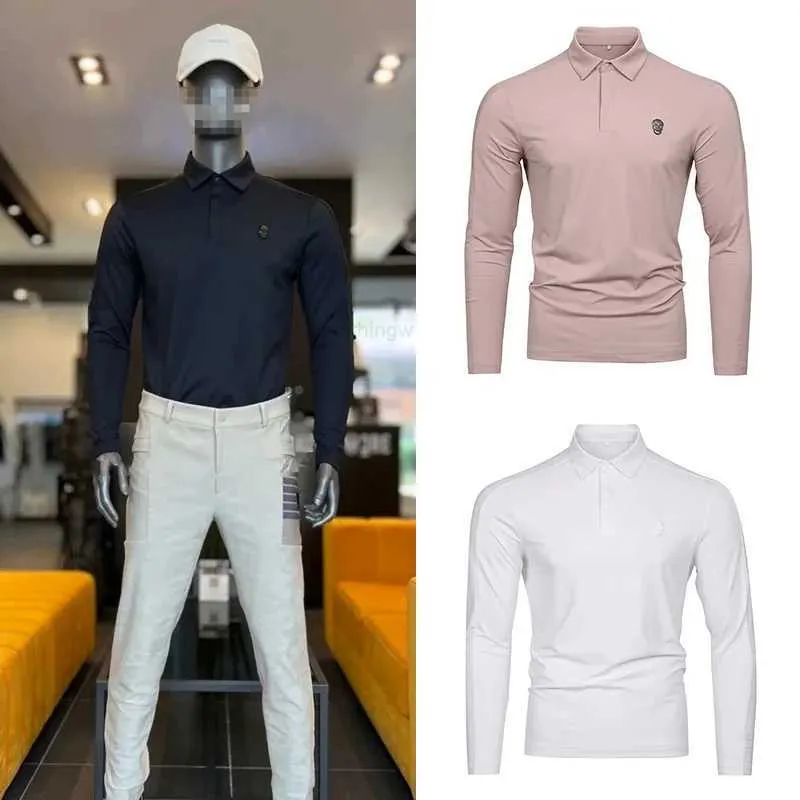 Roupas de golfe masculina manga longa camiseta 2023 outono/inverno nova lapela joker polo camisa esportes de golfe confortável respirável camisa