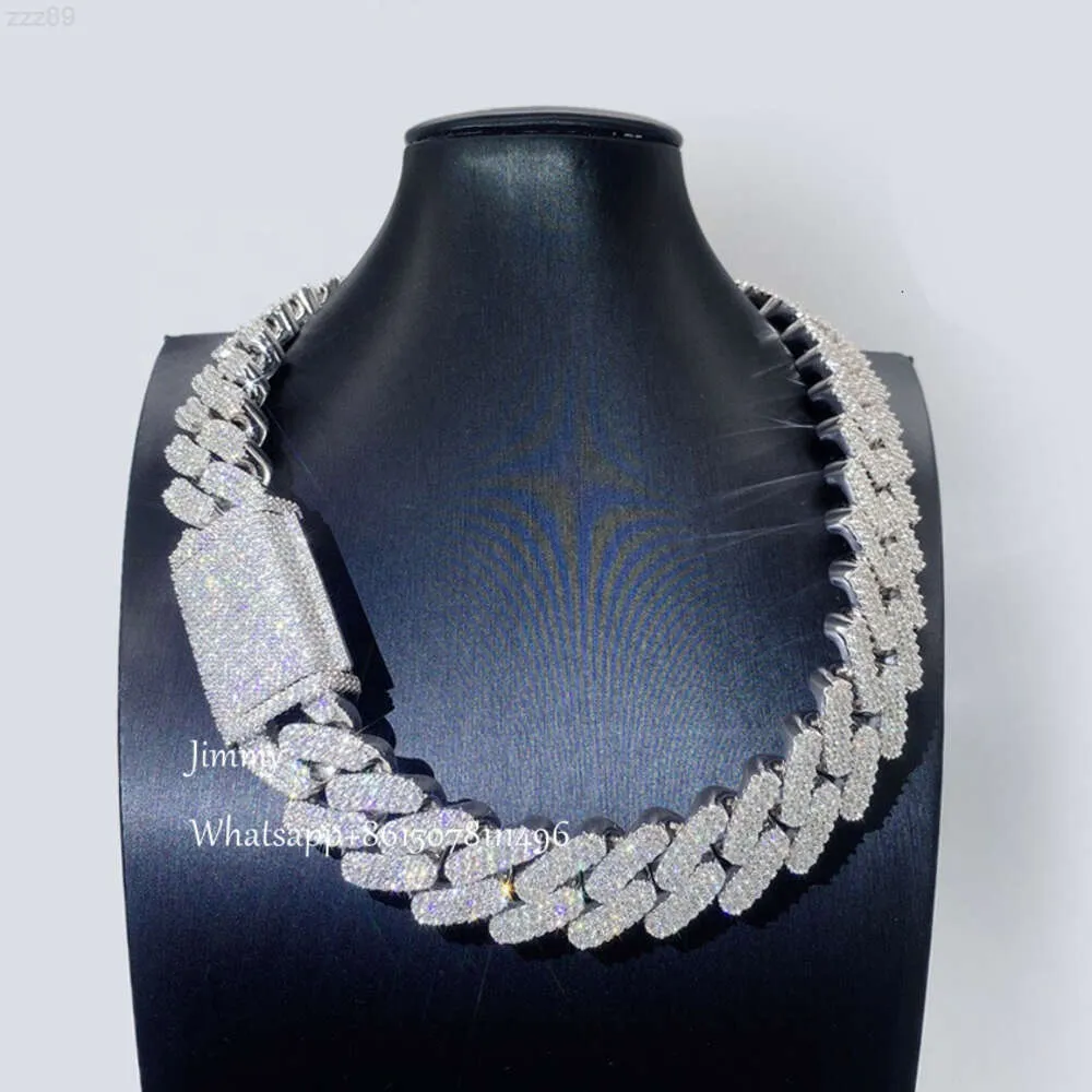 Joias Zuanfa personalizadas com 23 mm de largura, joias pesadas congeladas, busto para baixo, diamantes de moissanite, link cubano