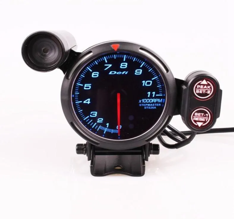 80mm 375 Inch DEFI BF Style Racing Gauge Car RPM Gauge Blue Light LED Tachometer Sensor5102033