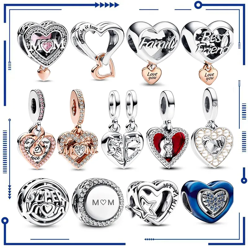 925 Silver New Love Your Mom Fashion PAN Women's Necklace Entangled with Infinite Heart Charm Fit Bracelet DIY Jewelry Free Shipping