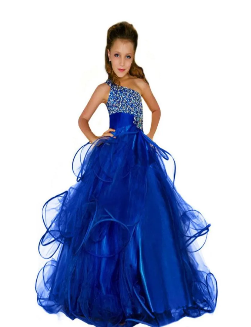 2016 Sheer Neck Beaded Organza Luxurious One Shoulder Flower Girl Dresses Vintage Child Pageant Dresses Beautiful Flower Girl Dres4331966