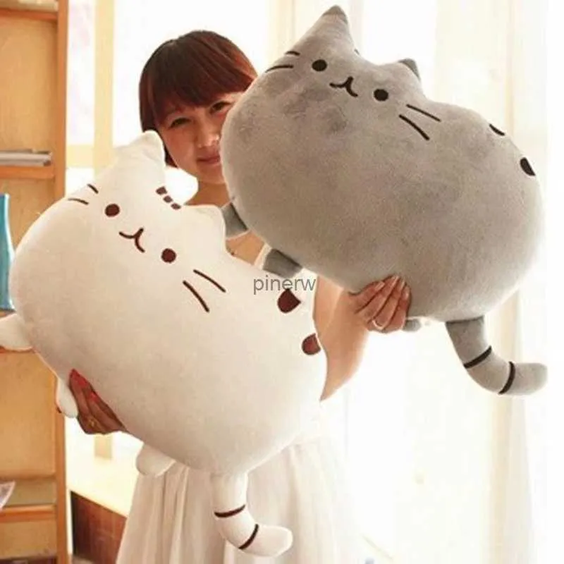 Plush Dolls 40*30cm Kawaii Cat Pillow With Zipper Only Skin Without PP Cotton Biscuits Plush Animal Doll Toys Big Cushion Cover Peluche Gift