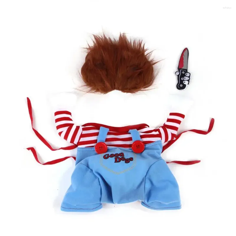 Vêtements pour chiens Halloween Costume de compagnie de compagnie Spooky Doll Cosplay Set pour chiens Tenue de chats Chucky Costumes Funny Clothes Party