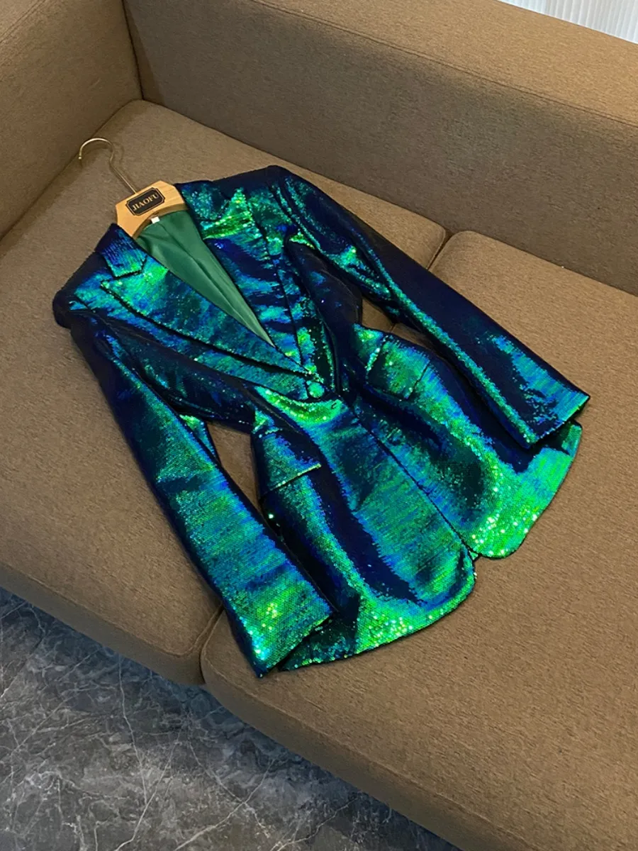Two Piece Sequin Set, Autumn Green Blazer And Shorts... From Risabeira,  $86.35 | DHgate.Com