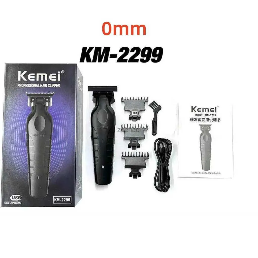 Hårklippare KEMEI 2299 Barber Cordless Hair Trimmer 0mm Zero Gapped Carving Clipper Detailer Professional Electric Finish Cutting Machine