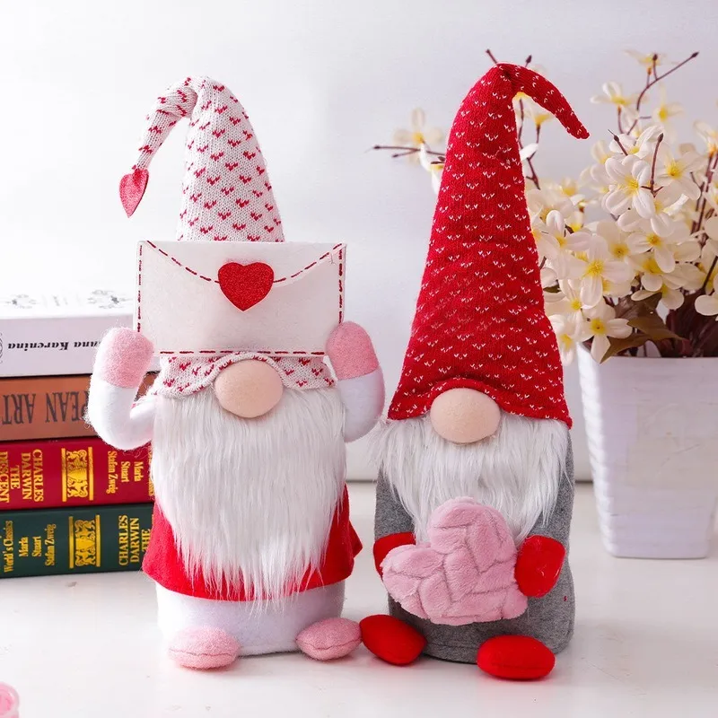 Alla hjärtans dag dekor gåva kärlek ansiktslösa santa dockor prydnad för hemdisk bordsdekoration bröllop julleksaker