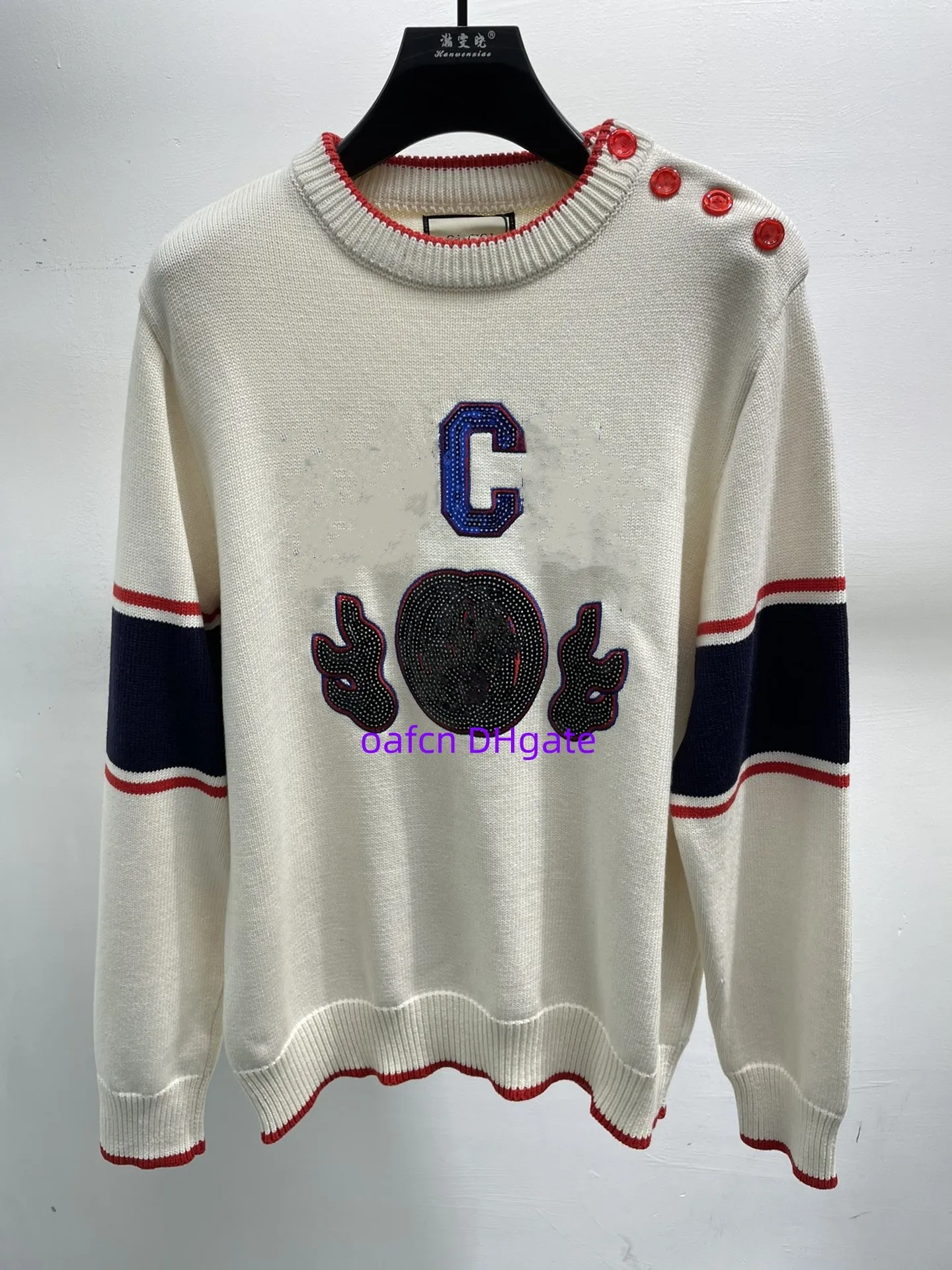 Pull de créateur pour hommes et femmes, sweat-shirt à manches longues, pull tricoté, sweat à capuche chaud, paillettes florales incrustées de G, broderie de motif G entrelacé 414