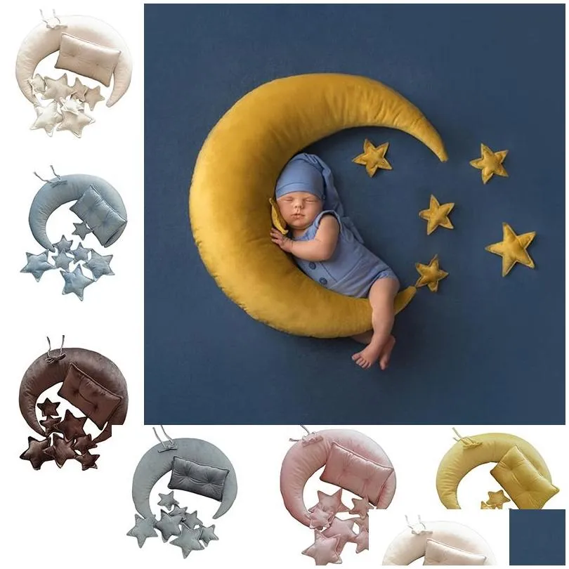 Lembranças Nascidas Pografia Adereços Bebê Posando Lua Estrelas Travesseiro Quadrado Crescente Kit Infantil Po Tiro Acessórios Fotografi Drop Deliver Dhnpy