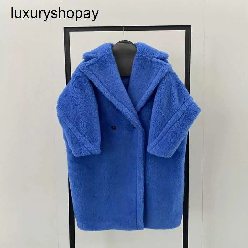 Top Maxmaras Teddy Bear Cappotto Donna Cappotti in cashmere Generazione g 2024 Nuovo Inverno m Famiglia Gemma Blu Donna Pelliccia Particella Camel Fleece Media Lunghezza