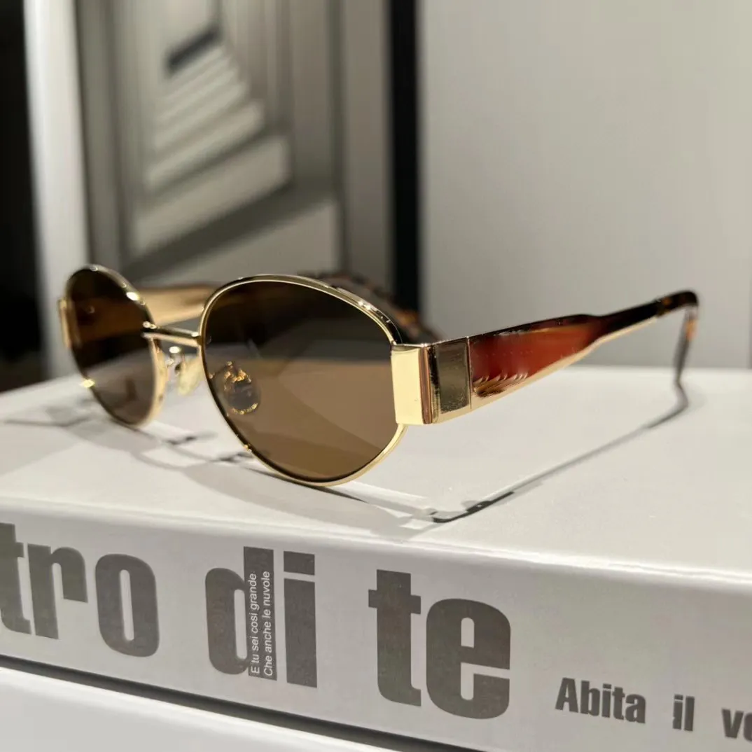 Oval Metal Rimmed Small Cat Eye Sunglasses for Men with PC  display picture 1