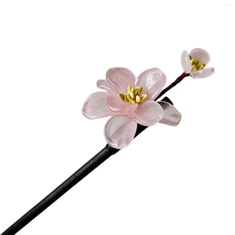 Hair Clips Woman Pin Chignon Chopsticks Wood Making Accessories With Glaze Flower Decor For Cheongsam Han Clothes Tea Wear