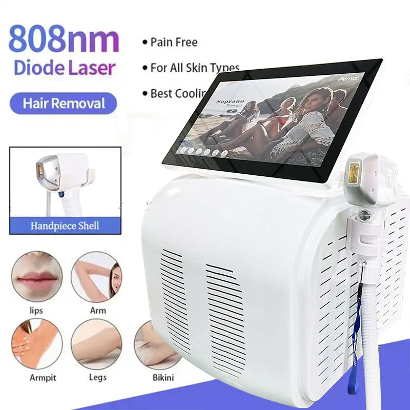 Dispositivo de remoção de pêlos a laser 808nm Super808 máquina de laser de diodo FRIO pianless 20 milhões de tiros Equipamento de salão de beleza de rejuvenescimento de pele de alta potência