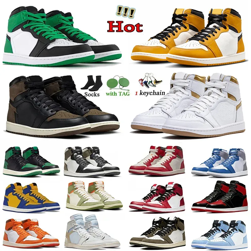 Nike Air Jordan 1 AJ1 Retro Jumpman 1s Travis Scott Off White 분실물 1 농구화 반모카 블랙 화이트 스파크 남자 운동화