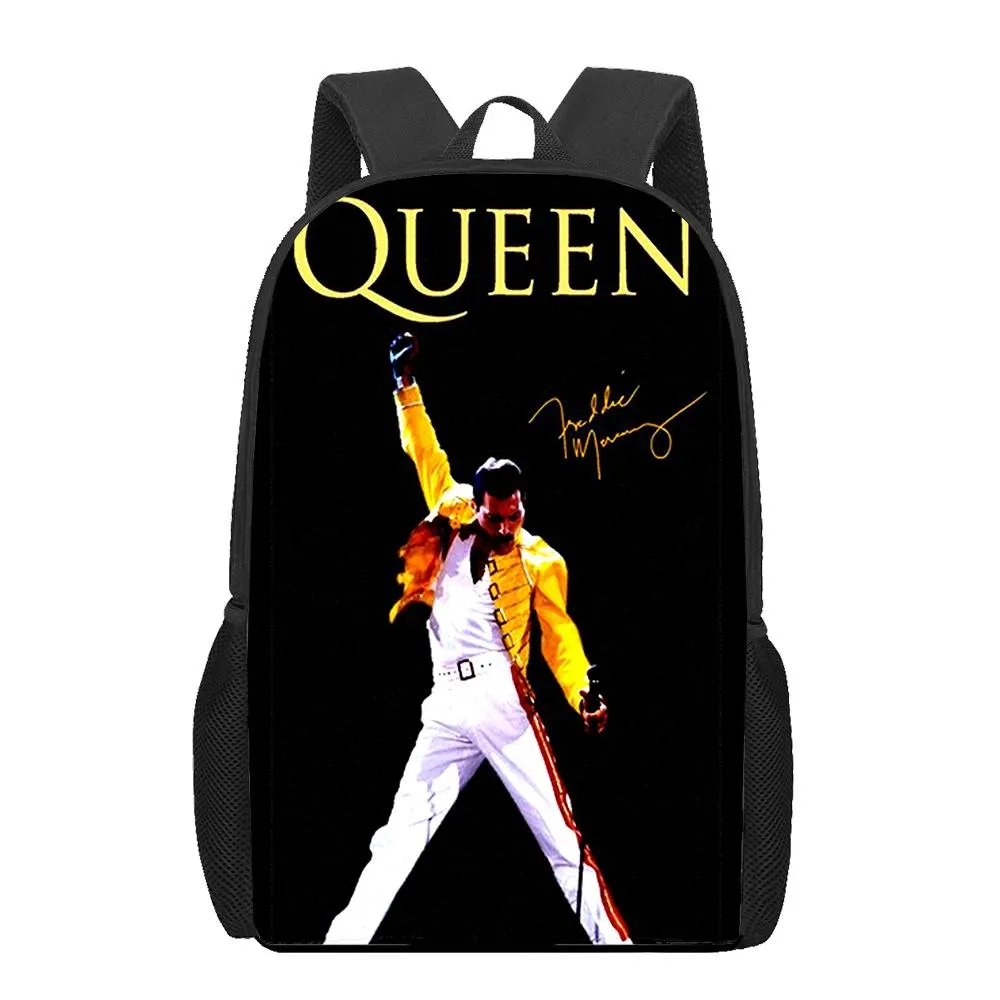 Bags Queen Band Freddie Mercury 3D Sacs d'école imprimés pour les adolescents filles garçons unique sac à dos pour enfants sac de livres décontracté.