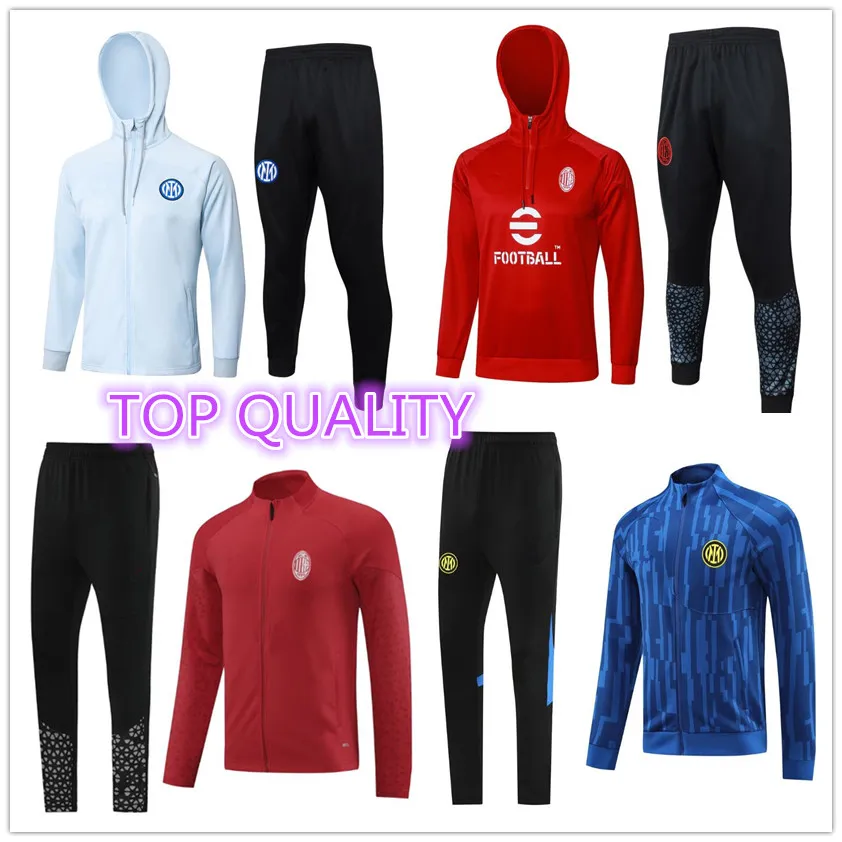 23 24 Adulto Tracksuit Inter Hooded Soccer Training Suit Set 2023 2024 Eriksen Vidal Barella Hakimi Futebol Long Zipper Jacket Milans Man Hoodie Tracksuits Jogging