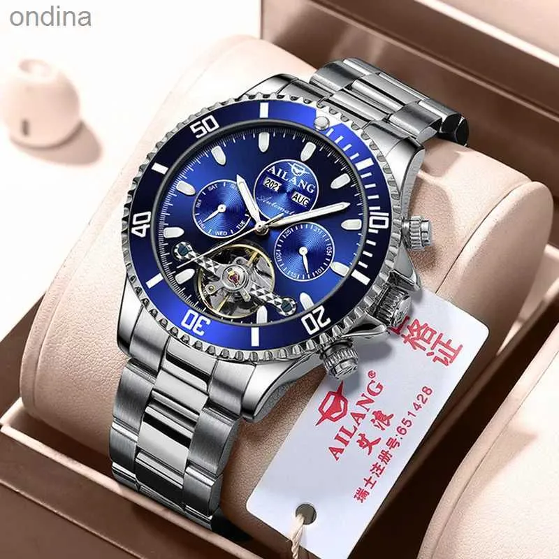 Andra skelettmekaniska automatiska män Tourbillon Sport Clock Casual Business Perpetual Calender Wrist Relojes YQ240122