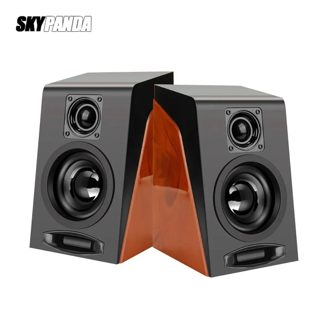 Speakers USB Wired Wood Grain Speakers Bass Stereo Subwoofer Sound Box AUX Input Computer Speakers For Desktop PC Phones