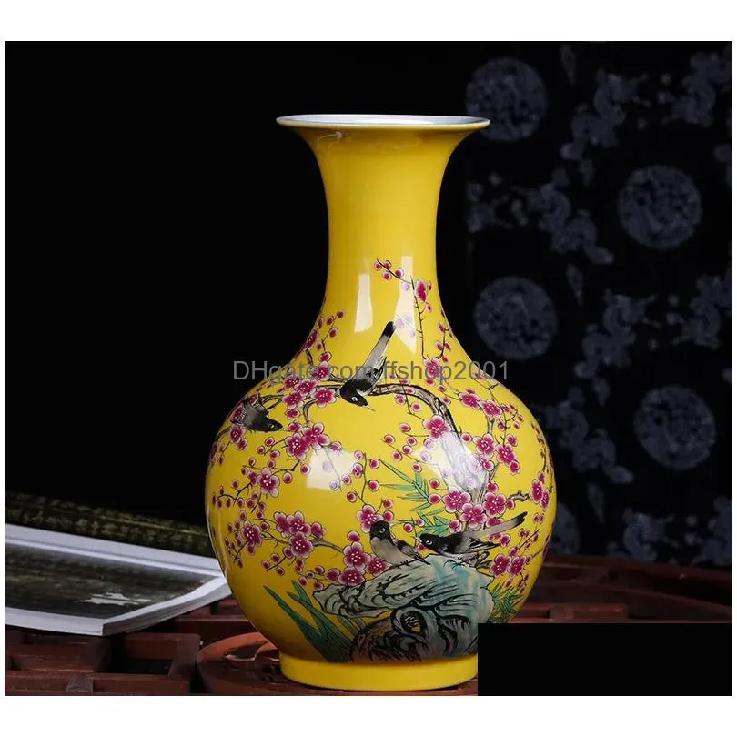 Vasos Jingdezhen Cerâmica Ameixa Grande Vaso Colorf Flor Arranjo Chinês Sala de estar Decoração de Casa 7567579 Drop Delivery Garden Dhqde