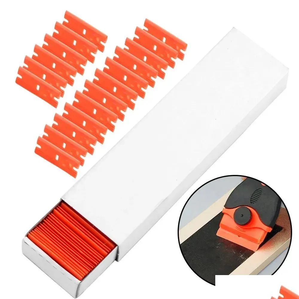 Diğer Bakım Temizleme Araçları 100 PCS Pencere Cam Temiz Kazık Çift Edi Plastik Razor Bıçağı Lable Tutkal Araba Sarma Sticker Sweegee Drop Dhekb