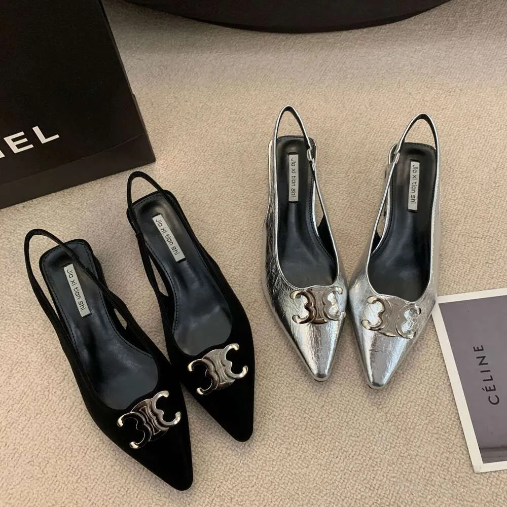 Matching Skirt, Toe Sandals, Shallow Cut 2024 New Pointed Low Heel Versatile Single Shoe Women's Shoes