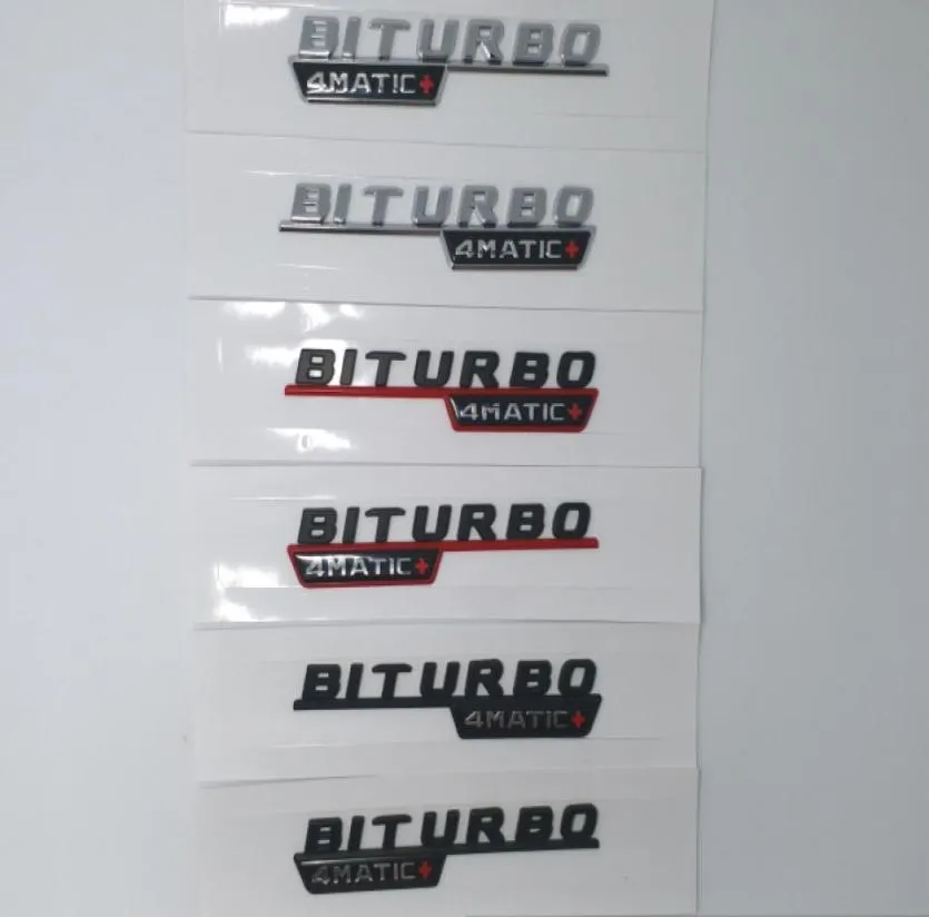 1PAIR Matte Black Chrome Turbo 4matic biurbo 4matic Emblem Badge Fender Super Logo Logo Styling Styling Styling dla Mercedesa B3235825