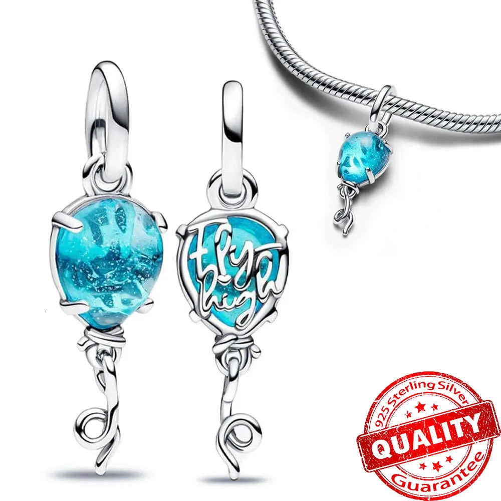 2024 New Blue Murano Glass Balloon Dangle Charm Fit Original Bracelet