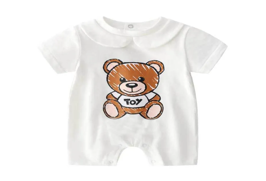 Nuova moda estiva carino vestiti per neonati neonato cotone a maniche corte unisex piccola stampa orso BB neonato bambina ragazzo pagliaccetto7746880