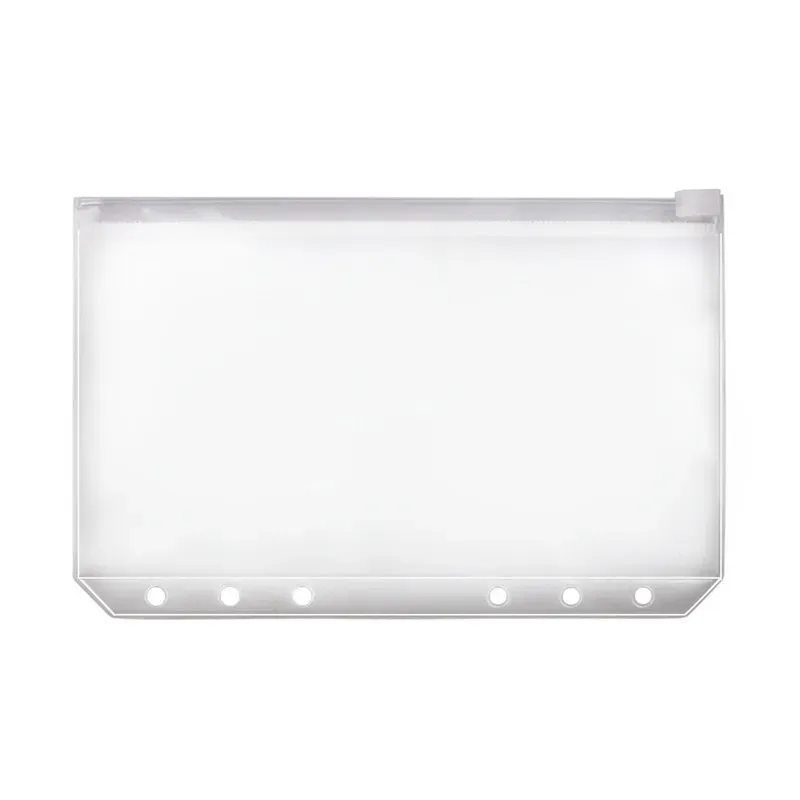 A5/A6/A7 PVC Binder Cover Filing Clear Zipper Storage Bag 6 Hole Waterproof Stationery Bags Office Travel Portable Document Sack