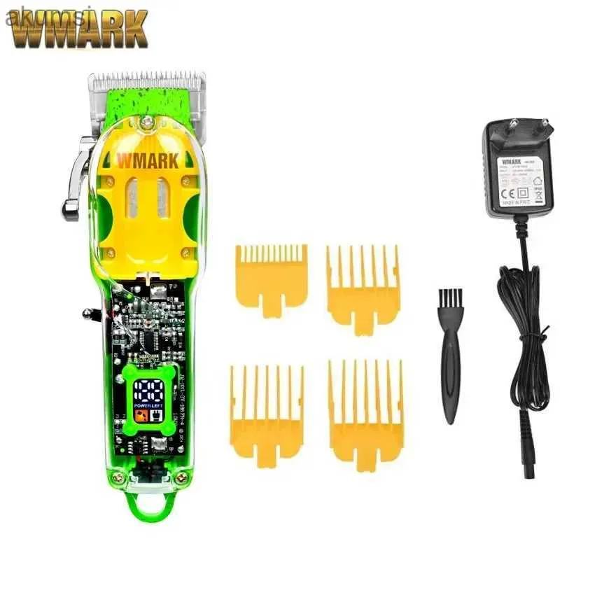 Tondeuses à cheveux WMARK NG-408 Machine de coupe de cheveux professionnelle pour hommes tondeuses à cheveux rechargeables avec lame de fondu couvercle Transparent YQ240122