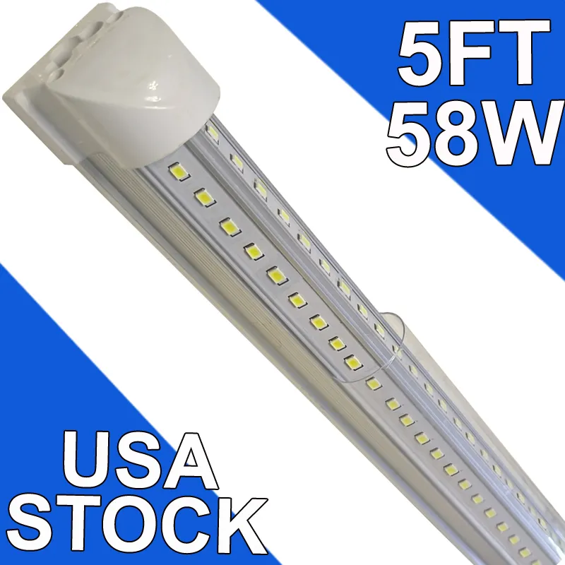 5FT LED Shop Light Fixture, 58W T8 Integrated Tube Lights,6500K High Output Clear Cover, V Shape