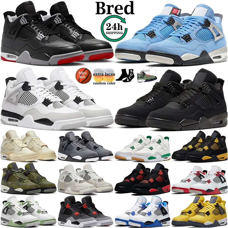 4 Basketball Shoes for Men Women 4s Bred Reimagined Military Black Cat Sail Red Cement Yellow Thunder White Oreo Cool Grey Blue University Mens Sports Sneakers