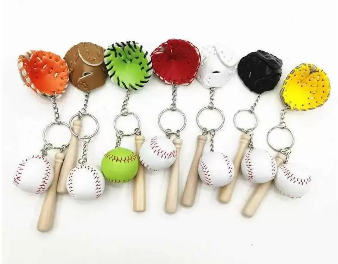 Titanium Sport Accessories 2022 Mini Baseball Softball Keychain Keyring Wood Bat Ball Glove Nyckelhållare Kedjor Bag Purse Charm PE1057260