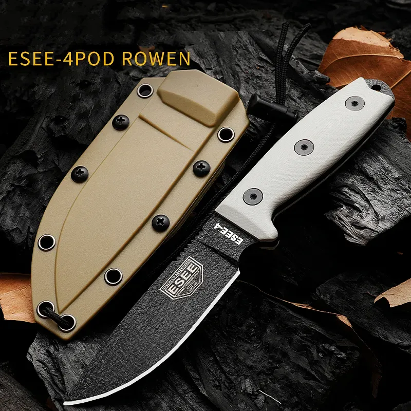 ESEE Couteau droit de survie 1095 Lame à pointe de chute en acier à haute teneur en carbone Full Tang G10 Poignée Camping en plein air Chasse Couteaux à lame fixe avec Kydex