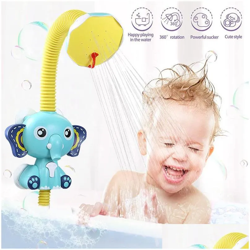 Bath Toys Baby Electric Elephant With Sucker Shower Head Justerbar Sprinkler Badkar Spray Vatten Leksak för småbarnsgåva Drop Delivery K Dhukn