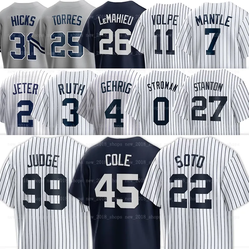 99 Aaron Rechter Baseball Yankees Jersey Derek Jeter Juan Soto Gerrit Cole Marcus Stroman Anthony Volpe Giancarlo Stanton Anthony Rizzo Alex Verdugo Gleyber Torres